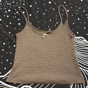 Brandy Melville Taupe Ribbed Tank Top